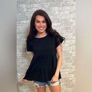 Nursing Queen Women’s Black Ruffle Cotton Nursing Top